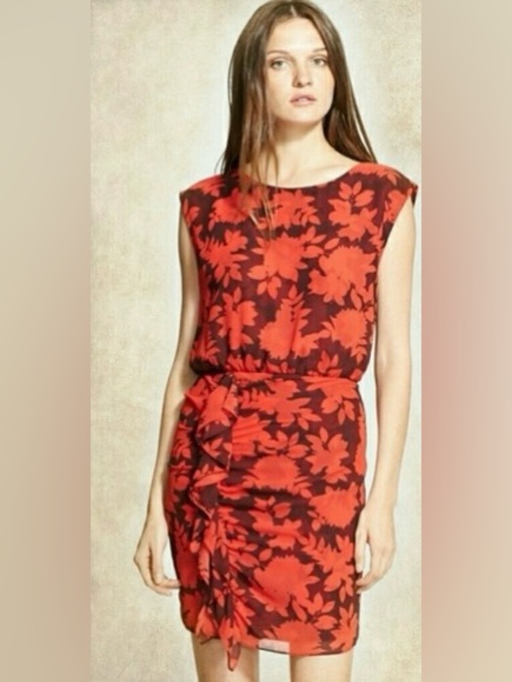 Rebecca Minkoff Red and Black Floral Shift Dress